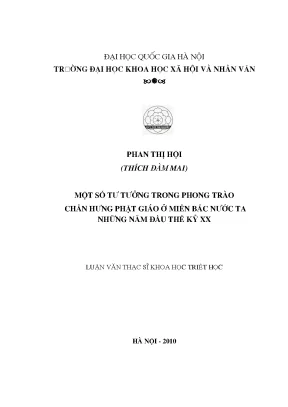 Luận văn thạc sĩ ussh một số tư tưởng trong phong trào chấn hưng phật giáo ở miền bắc nước ta những năm đầu thế kỷ xx