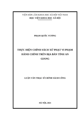 Luận văn thạc sĩ chính sách công thực hiện chính sách xử phạt vi phạm hành chính tại tỉnh an giang