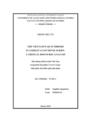 Luận văn thạc sĩ vnu ulis the vietnam war syndrome in forrest gump movie scritp a critical discourse analysis