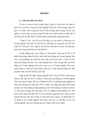 Luận văn thạc sĩ pháp luật về chuyển đổi doanh nghiệp nhà nước thành công ty trách nhiệm hữu hạn một thành viên
