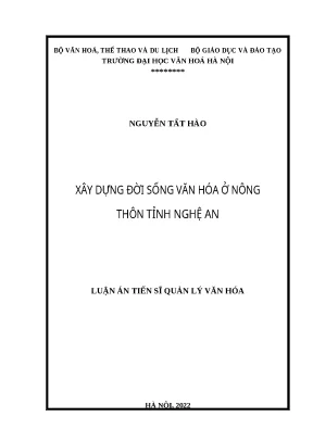 Luận án tiến sĩ quản lý văn hóa xây dựng đời sống văn hóa ở nông thôn tỉnh nghệ an