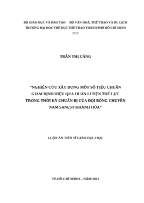 Luận án tiến sĩ file word nghiên cứu xây dựng một số tiêu chuẩn giám định hiệu quả huấn luyện thể lực trong thời kỳ chuẩn bị của đội bóng chuyền sanest khánh hòa