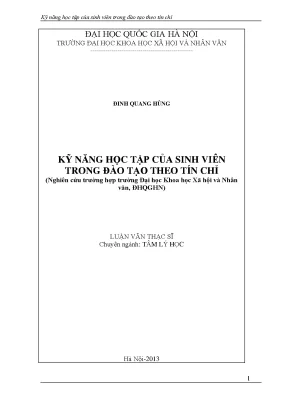 Luận văn thạc sĩ ussh kỹ năng học tập của sinh viên trong đào tạo theo tín chỉ nghiên cứu trường hợp trường đhkhxhnv đhqg hà nội