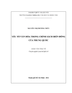 Luận văn thạc sĩ ussh yếu tố văn hóa trong chính sách biển đông của trung quốc