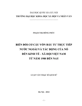 Luận văn thạc sĩ ussh biến đổi cơ cấu vốn đầu tư trực tiếp nước ngoài và tác động của nó đến kinh tế xã hội việt nam từ năm 1988 đến nay