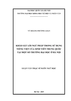 Luận văn thạc sĩ ussh khảo sát lỗi ngữ pháp trong sử dụng tiếng việt của sinh viên trung quốc tại một số trường đại học ở hà nội