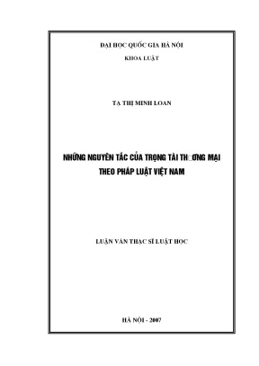 Luận văn thạc sĩ những nguyên tắc của trọng tài thương mại theo pháp luật việt nam