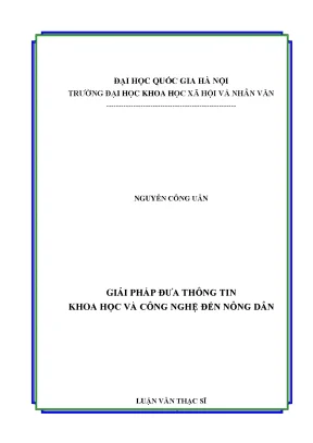 Luận văn thạc sĩ ussh giải pháp đưa thông tin khoa học và công nghệ đến nông dân