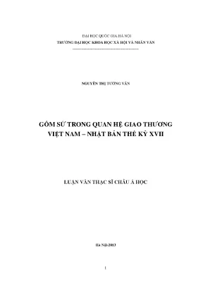Luận văn thạc sĩ ussh gốm sứ trong quan hệ giao thương việt nam nhật bản thế kỷ xvii