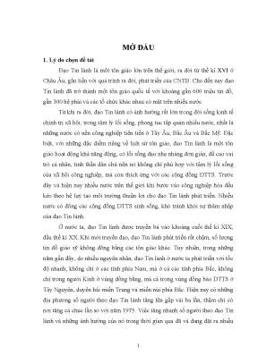 Luận văn thạc sĩ ussh đạo tin lành và công tác đối với đạp tin lành ở thái nguyên hiện nay