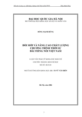 Luận văn thạc sĩ ussh đổi mới và nâng cao chất lượng chương trình thời sự đài tiếng nói việt nam