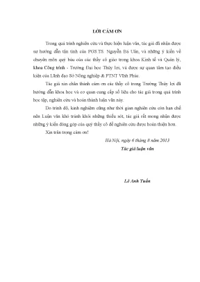 Luận văn thạc sĩ đề xuất giải pháp hoàn thiện công tác thẩm định các dự án đầu tư xây dựng công trình thủy lợi sử dụng vốn ngân sách trên địa bàn tỉnh vĩnh phúc