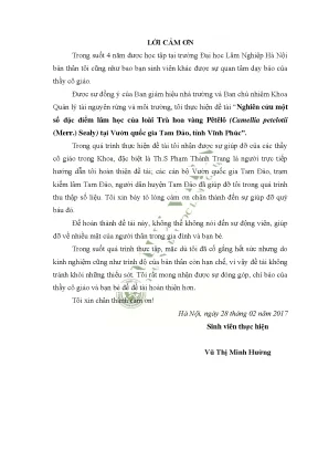 Tóm tắt khóa luận tốt nghiệp 1 tên khóa lu n nghiên cứu một số đặc điểm lâm học của loài trà hoa vàng pêtêlô camellia petelotii merr sealy tại vườn quốc gia tam đảo tỉnh vĩnh phúc