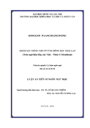 Luận văn thạc sĩ ussh khảo sát tiếng việt ở vùng đông bắc thái lan trên ngữ liệu tiếp xúc việt thái ở uđonthani