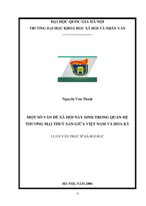 Luận văn thạc sĩ ussh một số vấn đề xã hội nảy sinh trong quan hệ thương mại thuỷ sản giữa việt nam và hoa kỳ