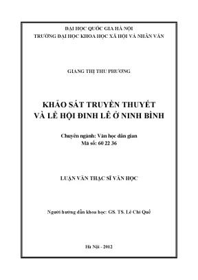 Luận văn thạc sĩ ussh khảo sát truyền thuyết và lễ hội đinh lê ở ninh bình