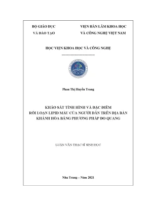 Luận văn thạc sĩ khảo sát tình hình và đặc điểm rối loạn lipid máu của người dân trên địa bàn khánh hòa bằng phương pháp đo quang