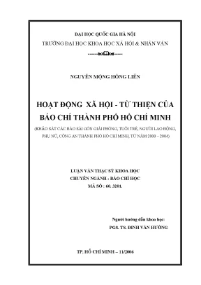 Luận văn thạc sĩ ussh hoạt động xã hội từ thiện của báo chí thành phố hồ chí minh