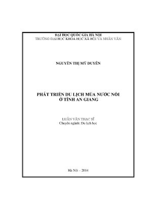 Luận văn thạc sĩ ussh phát triển du lịch mùa nước nổi ở tỉnh an giang