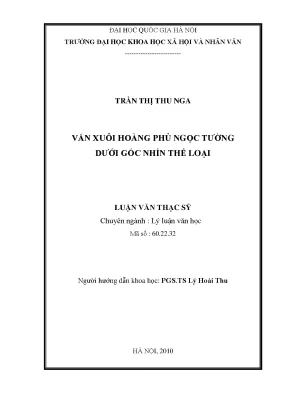 Luận văn thạc sĩ ussh văn xuôi hoàng phủ ngọc tường dưới góc nhìn thể loại
