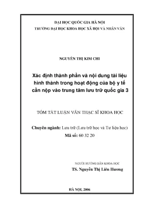 Luận văn thạc sĩ ussh xác định thành phần và nội dung tài liệu hình thành trong hoạt động của bộ y tế cần nộp vào trung tâm lưu trữ quốc gia 3