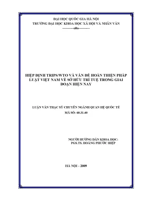 Luận văn thạc sĩ ussh hiệp định trips wto và vấn đề hoàn thiện pháp luật việt nam về sở hữu trí tuệ trong giai đoạn hiện nay