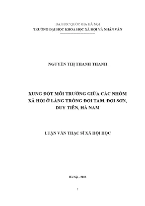 Luận văn thạc sĩ ussh xung đột môi trường giữa các nhóm xã hội ở làng trống đọi tam đọi sơn duy tiên hà nam