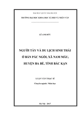 Luận văn thạc sĩ ussh người tày và du lịch sinh thái ở bản pác ngòi xã nam mẫu huyện ba bể tỉnh bắc kạn