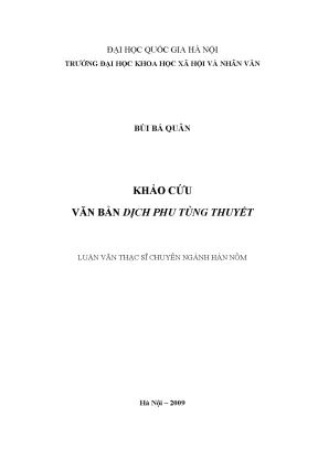 Luận văn thạc sĩ ussh khảo cứu văn bản dịch phu tùng thuyết