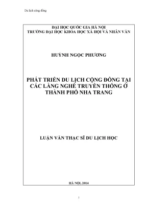 Luận văn thạc sĩ ussh phát triển du lịch cộng đồng tại các làng nghề truyền thống ở thành phố nha trang