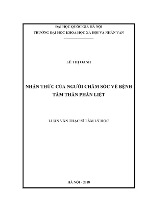 Luận văn thạc sĩ ussh nhận thức của người chăm sóc về bệnh tâm thần phân liệt