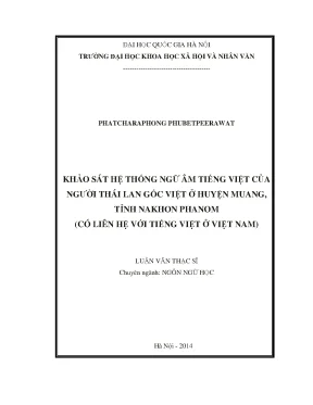 Luận văn thạc sĩ ussh khảo sát hệ thống ngữ âm tiếng việt của người thái lan gốc việt ở huyện muang tỉnh nakhon phanom có liên hệ với tiếng việt ở việt nam