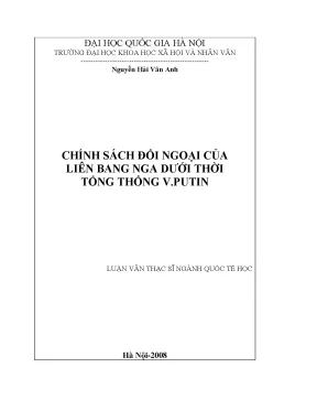 Luận văn thạc sĩ ussh chính sách đối ngoại của liên bang nga dưới thời tổng thống v putin