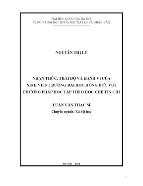 Luận văn thạc sĩ ussh nhận thức thái độ và hành vi của sinh viên trường đại học hồng đức với phương pháp học tập theo học chế tín chỉ