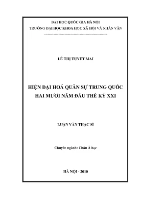 Luận văn thạc sĩ ussh hiện đại hóa quân sự trung quốc hai mươi năm đầu thế kỷ xxi