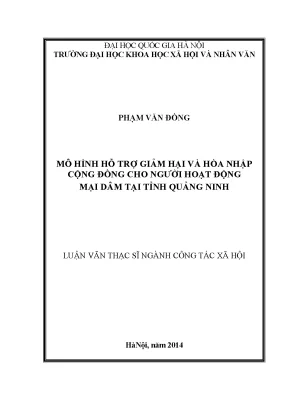 Luận văn thạc sĩ ussh mô hình hỗ trợ giảm hại và hòa nhập cộng đồng cho người hoạt động mại dâm tại tỉnh quảng ninh