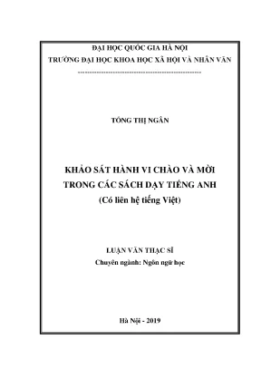 Luận văn thạc sĩ ussh khảo sát hành vi chào và mời trong các sách dạy tiếng anh có liên hệ tiếng việt