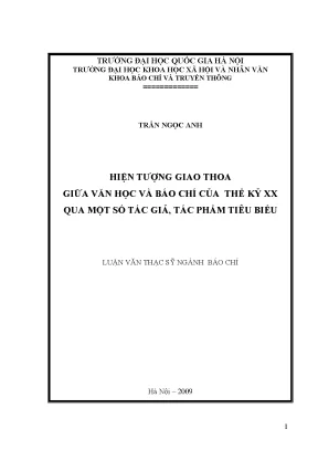 Luận văn thạc sĩ ussh hiện tượng giao thoa giữa văn học và báo chí của thế kỷ xx qua một số tác giả tác phẩm tiêu biểu
