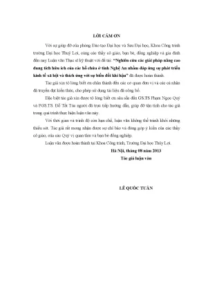 Luận văn thạc sĩ nghiên cứu các giải pháp nâng cao dung tích hữu ích của các hồ chứa ở tỉnh nghệ an nhằm đáp ứng sự phát triển kinh tế xã hội và thích ứng với sự biến đổi khí hậu