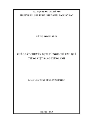 Luận văn thạc sĩ ussh khảo sát chuyển dịch từ ngữ chỉ rau quả tiếng việt sang tiếng anh