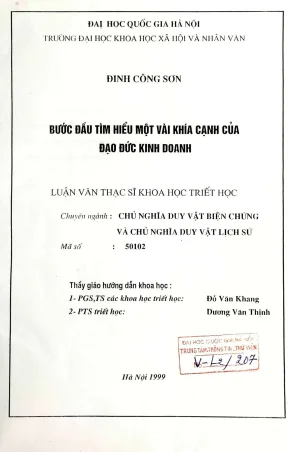 Luận văn thạc sĩ ussh bước đầu tìm hiểu một vài khía cạnh của đạo đức kinh doanh