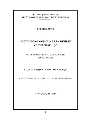 Luận văn thạc sĩ ussh những đóng góp của trần đình sử về thi pháp học