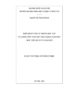 Luận văn thạc sĩ ussh khó khăn tâm lý trong học tập của sinh viên năm thứ nhất khoa giáo dục học viện quản lý giáo dục
