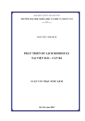 Luận văn thạc sĩ ussh phát triển du lịch homestay tại việt hải cát bà