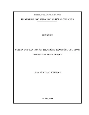 Luận văn thạc sĩ ussh nghiên cứu văn hóa ẩm thực đổng bằng sông cửu long trong phát triển du lịch