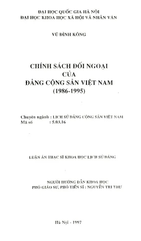 Luận văn thạc sĩ ussh chính sách đối ngoại của đảng cộng sản việt nam 1986 1995