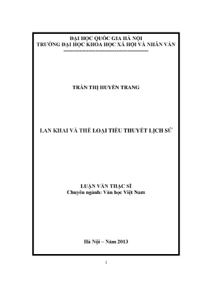 Luận văn thạc sĩ ussh lan khai và thể loại tiểu thuyết lịch sử