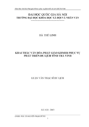 Luận văn thạc sĩ ussh khai thác văn hóa phật giáo khmer phục vụ phát triển du lịch tỉnh trà vinh