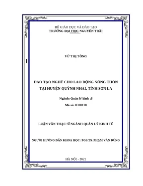 Luận văn thạc sỹ đào tạo nghề cho lao động nông thôn tại huyện quỳnh nhai tỉnh sơn la