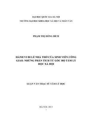 Luận văn thạc sĩ ussh hành vi đi lễ nhà thờ của sinh viên công giáo những phân tích từ góc độ tâm lý học xã hội